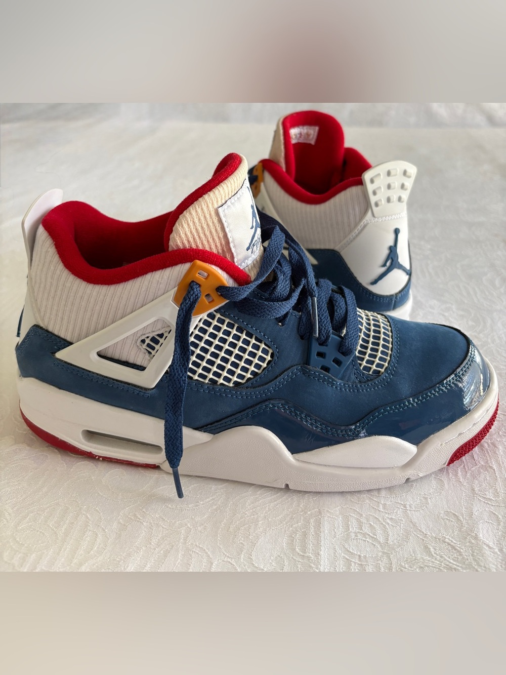 Air Jordan 4 Retro Messy Room Blue Red Sneakers Size 7Y